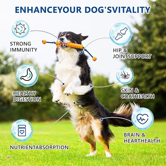 Dog Multivitamin, 40-in-1 Dog Vitamins and Supplements Chewable Contain Probiotics Omega-3 Glucosamine, Multivitamin for Dogs Skin Coat Heart Joint Liver Brain Eyes Immune Support (110ct)