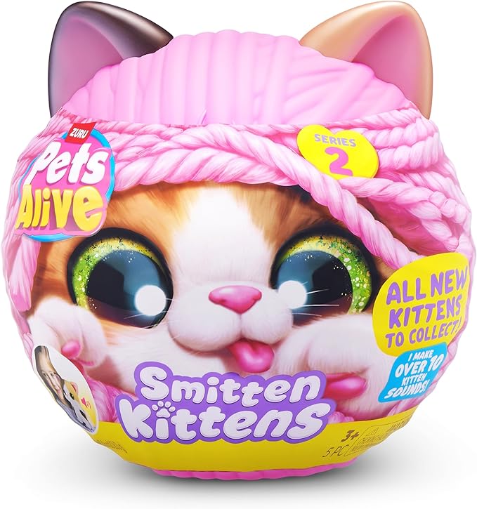 Pets Alive Smitten Kittens Series 2 (Ragdoll) by ZURU – Interactive Plush Cat Toy with 10 Sounds, Surprise Unboxing, Soft Collectible Pet for Ages 3+