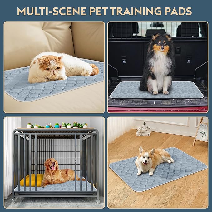 FunFurry Washable Guinea Pig Cage Liner - 2 Pack Reusable Washable Pee Pads,Waterproof Guinea Pig Bedding for Small Animal - Rabbit Bunny Hamster Puppy (Light Grey, 24" X 47" - 2 Pack)