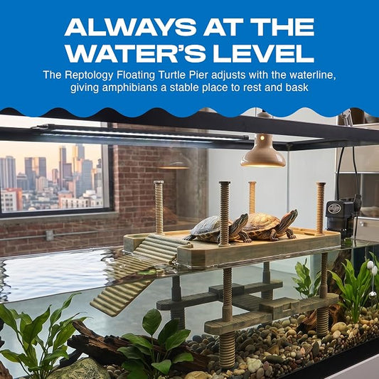 Penn-Plax Reptology Aquatic Turtle Pier and Basking Platform | Floating Above Tank | Decorative, Functional, and Naturally Inspired for Aquariums and Terrariums | Large Size (REP603)