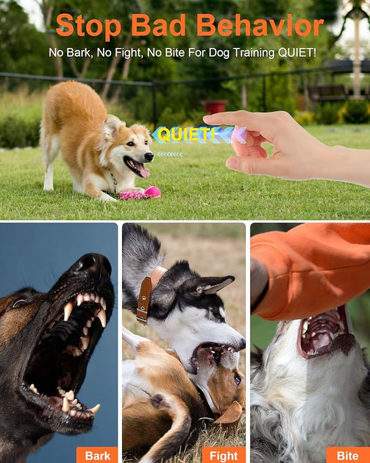 Dog Training Bark Deterrent Device, Anti-Barking Device for Dogs, Stop Bad Behavior Without Yelling or Swatting, Ultrasonic Stopper Alternative to Shock Collar (Orange)