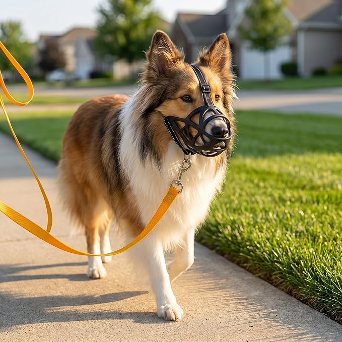 Dog Muzzle, Adjustable Pet Mask with Reflective, Breathable Pet Mask for Large Dogs, Medium Dogs, Small Dogs, Prevents Chewing and Biting, Durable Dog Muzzle that Allows Panting (S)