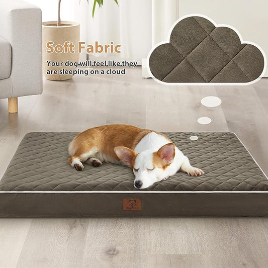 WNPETHOME Orthopedic XL Dog Bed for Crate, Waterproof Extra Large Dogs Bed with Removable Washable Cover, Multi-Needle Quilting Dogs Crate Bed