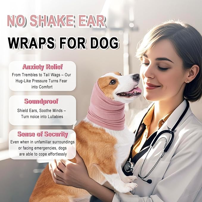 Meifsou Calming Hoodie for Dogs - Stretchy Dog Ear Cover, No Shake Anxiety Head Wrap Quiet Ears, Pet Snoods for Thunder, Lightning, Fireworks, Vet Visits, Grooming, Rabbit Plush Fabric, Yellow S