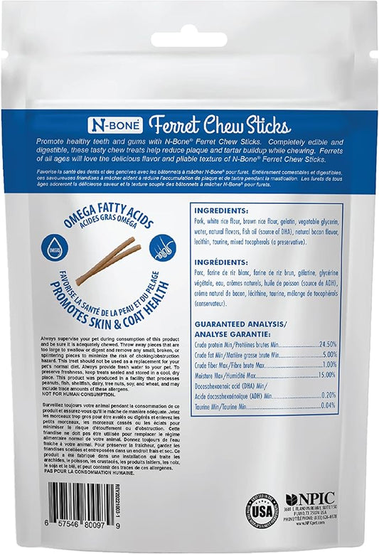 N-Bone Ferret Chew Sticks Bacon Flavor, 1.87-oz Bag (Pack of 5)