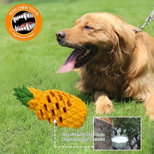 M.C.works Dog Toy for Aggressive Chewers Large Breeds, Indestructible Pineapple Dog Toys, Tough Treat Dispensing Toys for Small Medium Large Dogs (Large)