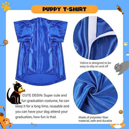 Dog Graduation Cap and Gown, Dogs Cats Graduation Holiday Halloween Costume Accessory(Blue,Large)
