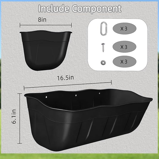 Hanging Goat Feeders,Chicken Feeder Waterer,Large Feed Trough 7.5 Quart 1 Pack,Hanging Fence Feed Trough for Poultry Livestock,Black