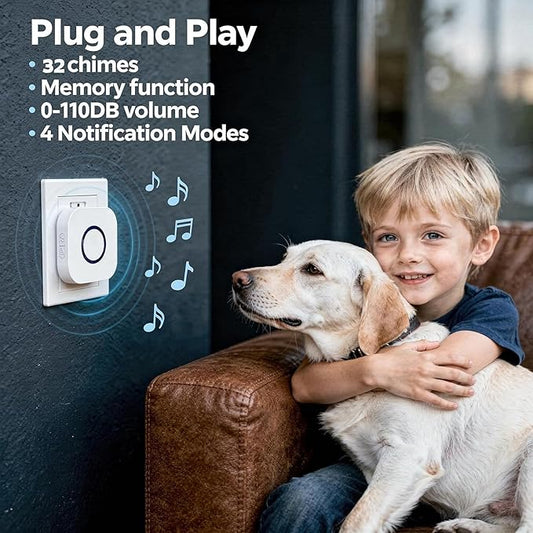 Dog Door Bell for Potty Training, Battery-Free Self-Powered Wireless Dog Bell for Door to Go Outside, Waterproof Smart Pet Doorbell with Multiple Melodies, Long Range for Large Breed Dogs