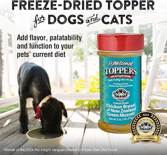 Northwest Naturals Freeze-Dried Chicken Breast with Green Lipped Mussels - Functional Topper - for Dogs and Cats - Limited, Human Grade Ingredients, All Natural, Proudly Made in USA, 5 Oz (Pack of 2)