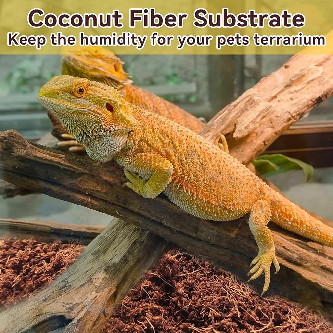 Legigo 2 Pack Coconut Fiber Substrate, Natural Coco Coir Bedding for Reptiles Turtles, Tortoises, Snake, Hermit Crab, Gecko, Lizard, Bioactive Terrarium Soil for Humidity Control and Plant Substrate