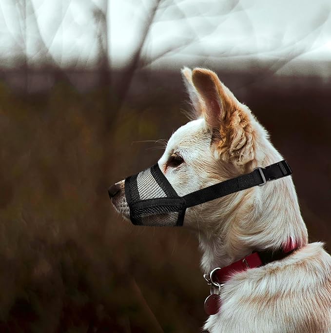 Flintstone Muzzle for Small Dog β Soft Air Mesh Small Dog Muzzle | Breathable Muzzles to Prevent Biting Chewing Grooming | Drinkable Mussels for Dogs Smal (5.1β- 6.3β)
