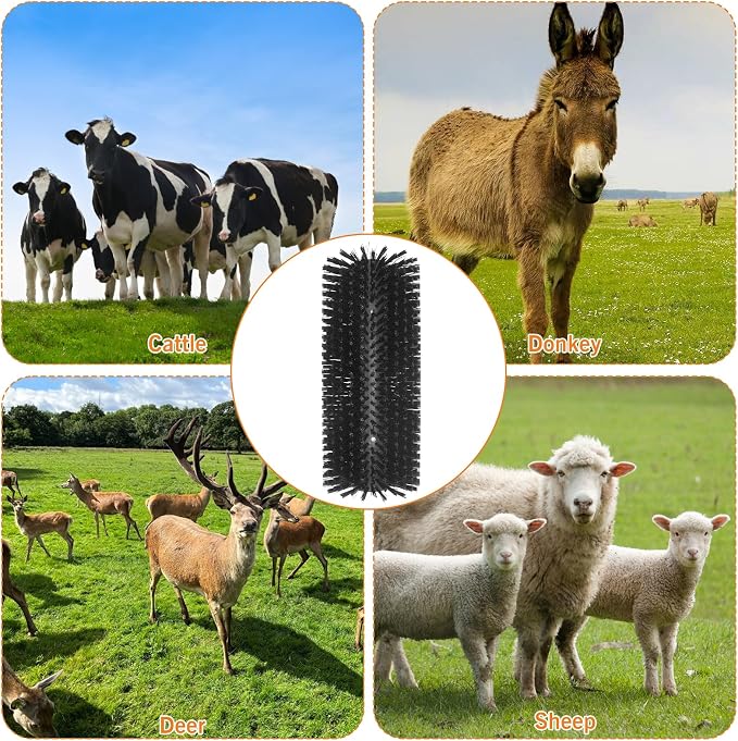 6pcs Livestock Scratching Brush Goat Scratcher Brush Full Massage Grooming Tool with 24 Screws for Cow,Cattle,Cow,Sheep, Horses,Pigs