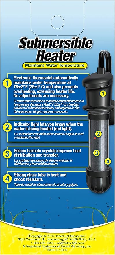 Tetra 26446 HT Submersible Aquarium Heater With Electronic Thermostat, 100-Watt, Multicolor, 10-30 Gallon