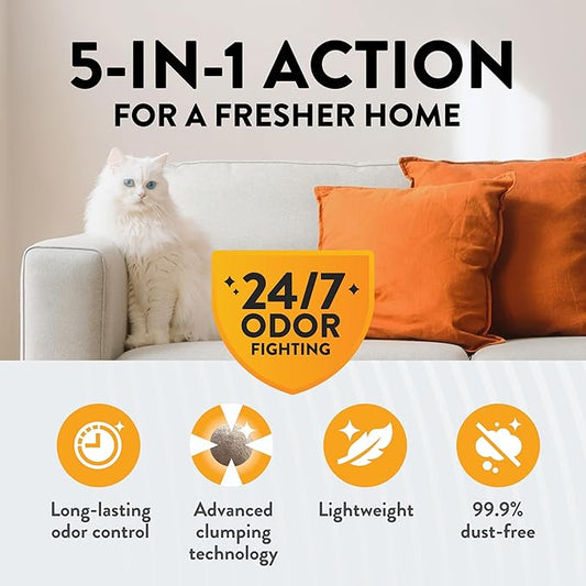 ARM & HAMMER Hardball Lightweight Platinum Multi-Cat Clumping Cat Litter Odor Control, Easy No-Mess Scooping, Garden Bloom Scent, 8.5 Lbs.