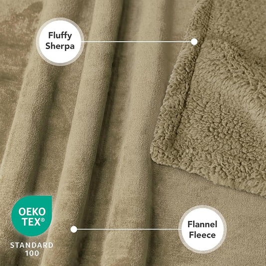 PetAmi Dog Blanket for Small Medium Dogs and Cats, Soft Sherpa Fleece Pet Blanket Throw for Puppies Kittens, Reversible Plush Couch Cover Protector Sofa Bed Crate, Machine Washable, 60x40, Solid Taupe
