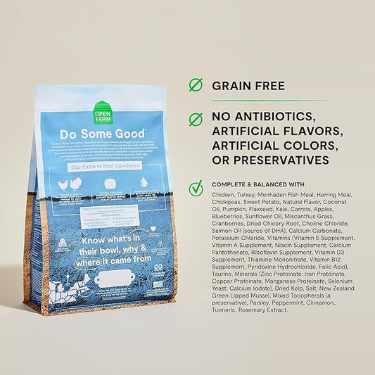 Open Farm, Grain-Free Dry Dog Food for Small Breeds, High-Protein Kibble, Sustainably & Ethically Sourced Ingredients, Non-GMO Veggies & Superfoods, Chicken & Turkey Recipe for Small Dogs, 11lb Bag