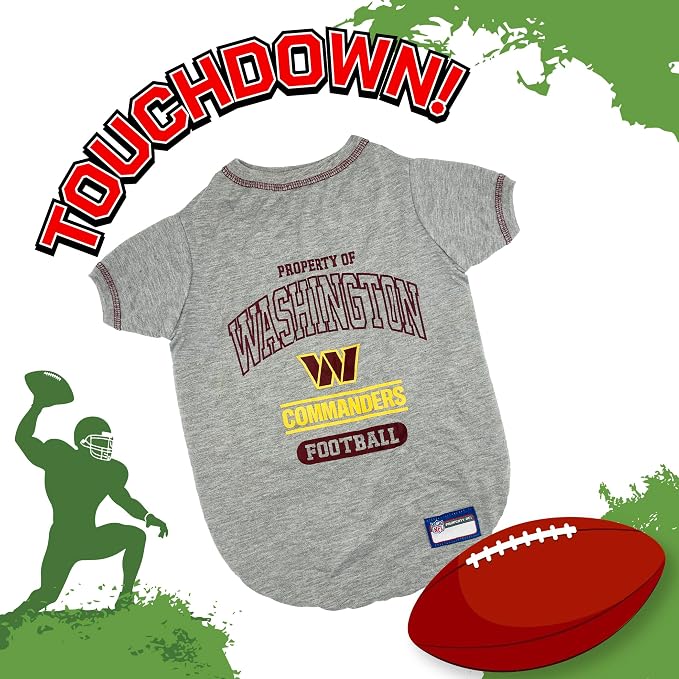 NFL Washington Commanders Dog T-Shirt Medium. - Licensed Shirt for Pets Team Colored with Team Logos- Premium Stretchable Materials for the Comfort of Your Dog & Cat
