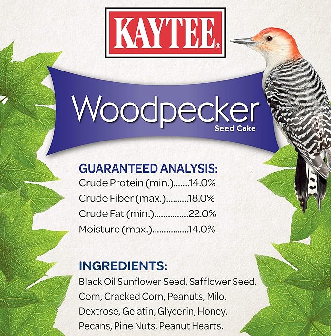 Kaytee Woodpecker Seed Cake, Wild Bird Food, 1.85 Pounds (Pack of 2)