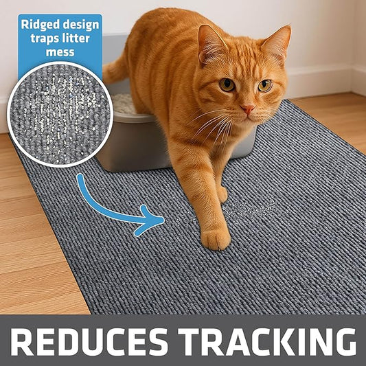 Drymate Cat Litter Box Mat, Litter Trapping Mat, Waterproof, Urine-Proof, Absorbent, Machine Washable, Soft on Paws, Contains Mess, Protects Floors, Kitten Supplies, Grey, 20x28