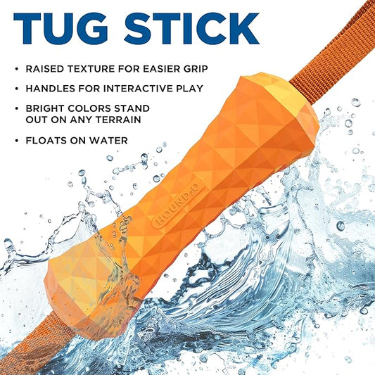 Playology HOUND2O Dog Toys | Tug Stick Floating Outdoor Toy for Dogs | Bright Orange Fetch Toy for Tug of War