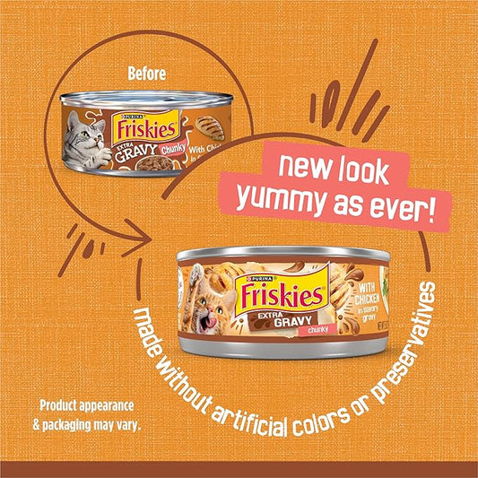 Purina Friskies Extra Gravy Wet Cat Food Chunky Chicken in Savory Gravy - (Pack of 24) 5.5 oz. Cans