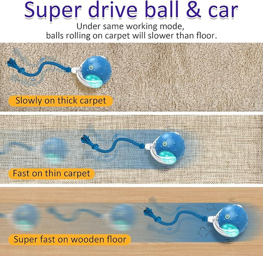 Giociv Interactive Cat Toys Ball for Indoor Cats Fast Rolling on Carpet, Chirping & Motion Activate Cat Toys (Blue)