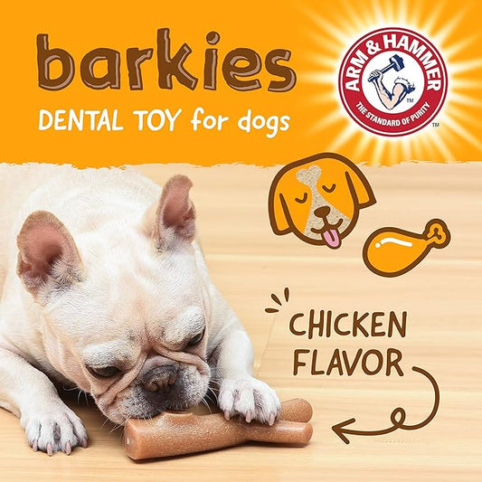 Arm & Hammer for Pets Barkies Tree Bark Compressed Wood Collection, 7 Inch Chicken Flavored Chew Toy for Dogs, Faux Stick, Splinter-Free, Safer Alternative to Chewing Sticks