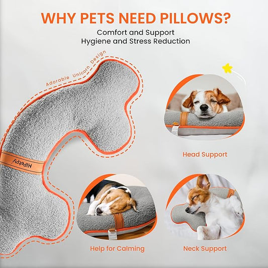 HiPetpy Dog Bed Pillow, Soft Dog Pillows for Dogs, Head & Neck Support for Dogs, Kids, Adults,Washable Dog Calming Pillows for Better Sleep for Medium Pet
