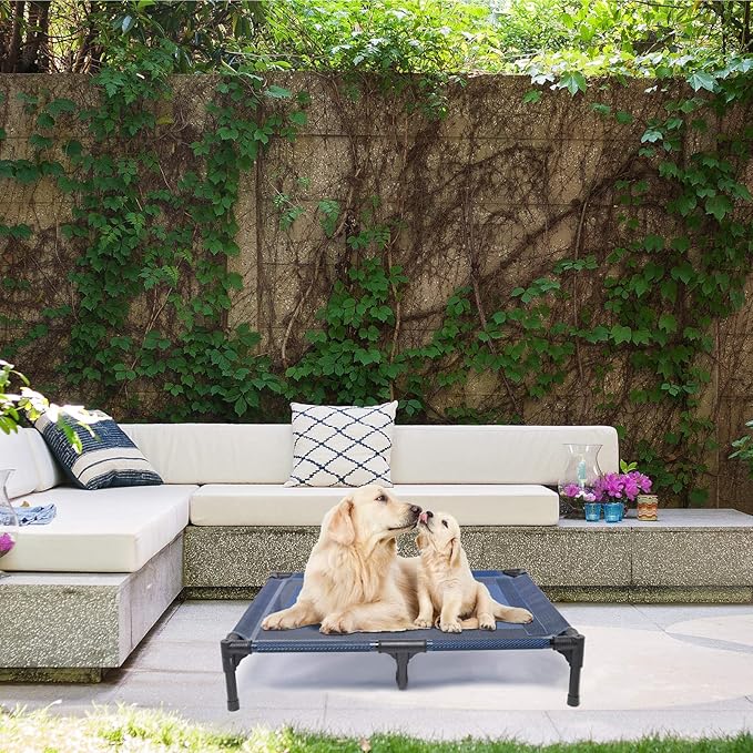 suddus Elevated Dog Bed Waterproof Outdoor, Portable Raised Dog Bed, Dog Beds Off the Floor, Dogs Bed Easy Clean Indoor or Outdoor Use, Medium, Blue