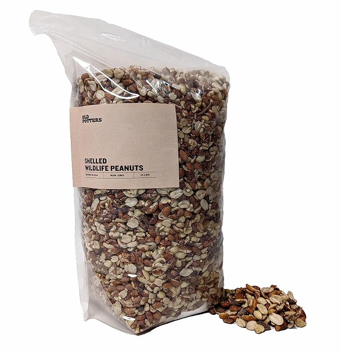 Old Potters Organic Shelled Peanuts, 10 lbs for Birds and Squirrels. USA Grown Non-GMO, Raw, Wildlife Grade