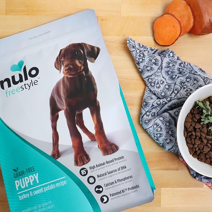 Nulo Freestyle Puppy Food - Turkey & Sweet Potato, Grain Free Dog Food Dry for Puppies, Natural, High Protein Kibble with Probiotics, DHA & Omega 3 Fatty Acids for Small and Medium Breeds, 6lb Bag