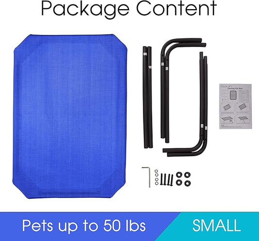 PHYEX Raised Pet Cot for Small Pets, Elevated Dog Bed with Breathable Mesh, Sturdy Steel Frame for Indoor & Outdoor Use, Non-Slip Design, Easy Clean, 33-Inch Blue