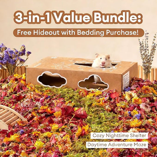 BUCATSTATE 5L Natural Flower & Hamster Bedding Soft Natural Bedding for Hamster Enrichment for Small Pets & Dwarf Syrian Hamsters, Gerbils, Mice