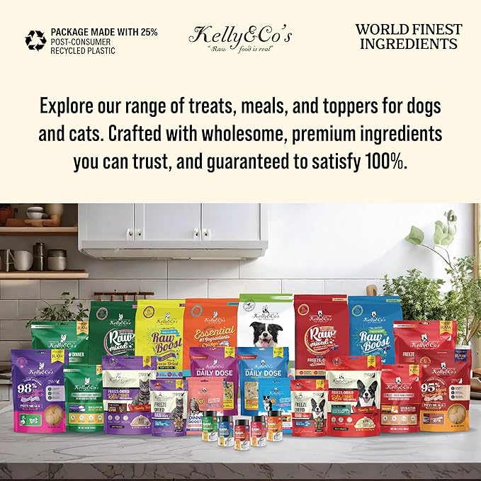 KELLY & CO'S Freeze Dried Cat Treats Made from a Single Ingredient. Grain Free, high Protein Healthy cat Treats (1.4 oz x 4 Packs) Minimally Processed Indulgent Treat (Fish Trio)