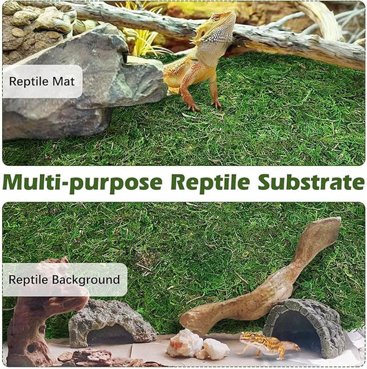 Reptile Carpet Cuttable Terrarium Mat Artificial Moss Reptile Liner Green Substrate Flooring Bearded Dragon Tank Accessories for Leopard Gecko Lizard Snake Tortoise (11.81" x 70.87")