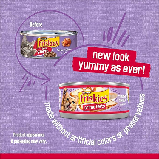 Purina Friskies Prime Filets Turkey Dinner in Wet Cat Food Gravy - (Pack of 24) 5.5 oz. Cans