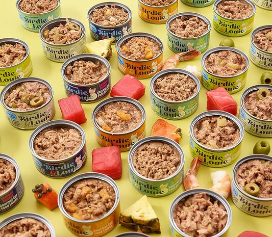 Birdie & Louie Wet Cat Food Variety Pack of Tuna Flavors | 6 Cans of 5 Different Tuna Flavors | All Natural Ingredients, Grain Free | 3 Oz Cans, Bulk Case of 30 Cans