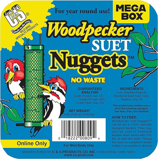 C&S Wild Bird Woodpecker Suet Nuggets Mega Box,8 Pounds,(Pack of 2)