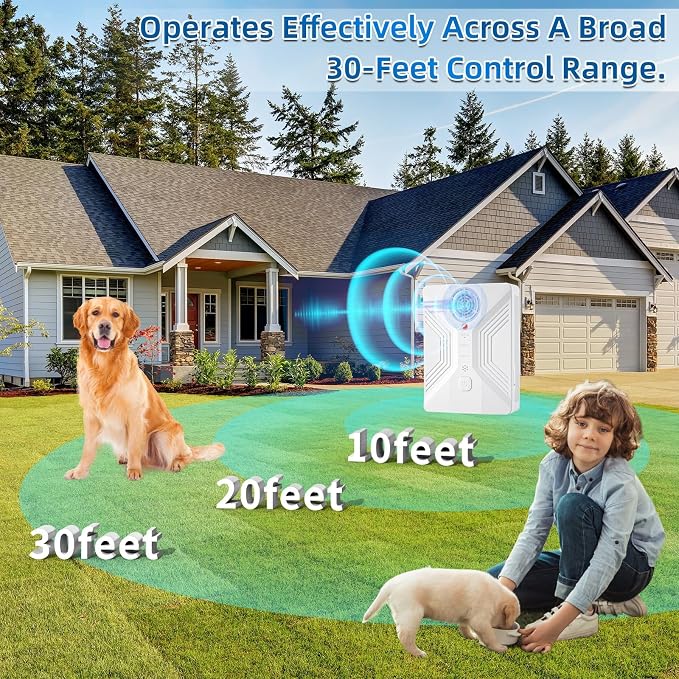 Nupec Ultrasonic Anti Barking Device, 3 Adjustable Modes Bark Control Box, 50FT Long Range Dog Barking Deterrent, Outdoor Dog Bark Stopper & Training Tool for Effective Barking Control | Auto-activated by barking, hands-free operation,rainproof for out...