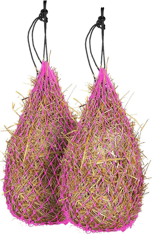 Majestic Ally 2 pcs Slow Feed 42” Hay Net for Horses, Strong Small 2x2” Holes, Nylon Rope Hanging, Adjustable Travel Feeder for Trailer and Stall, Simulates Grazing, Reduce Waste