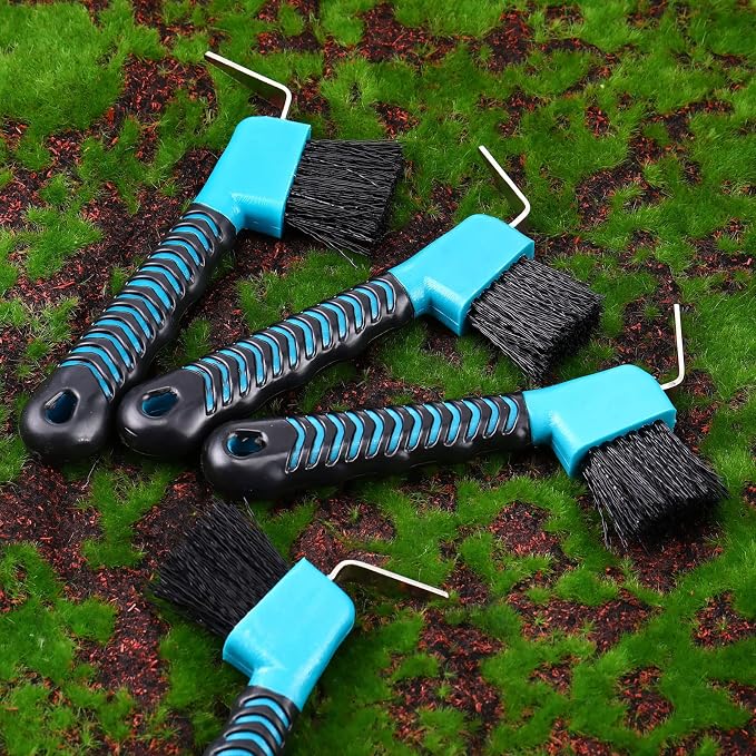 Skylety 10 Pcs Horse Hoof Pick Brush with Soft Rubber Handle Portable Hoofpick Horse Stuff Horse Supplies, Random Color