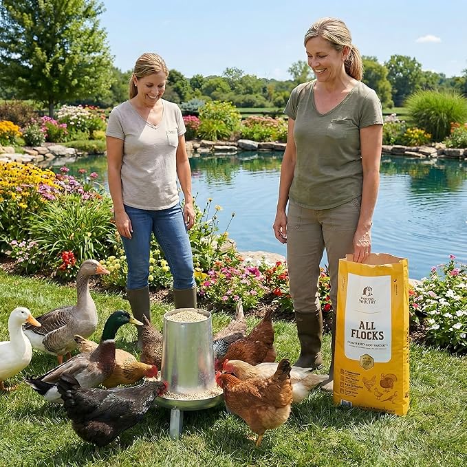 All Flock Poultry Feed Pellets, 18% Protein Chicken Feed Made in USA for Mixed Flock –Chicken, Ducks, Geese, Turkeys & Game Birds, Probiotics for Digestion, 40 lbs