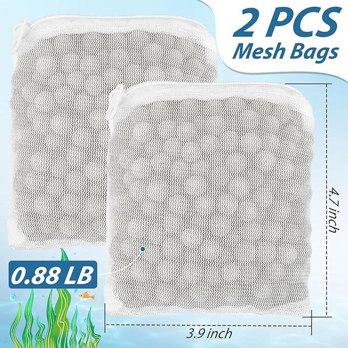Sukh 0.88lb Aquarium Filter Media - Fish Tank Filters with Premium Tourmaline Balls 2 Fine Mesh Bags, Long Lasting Water Purifier, Stabilizes pH, Reduces Harmful Compounds for Shrimp Fish Health