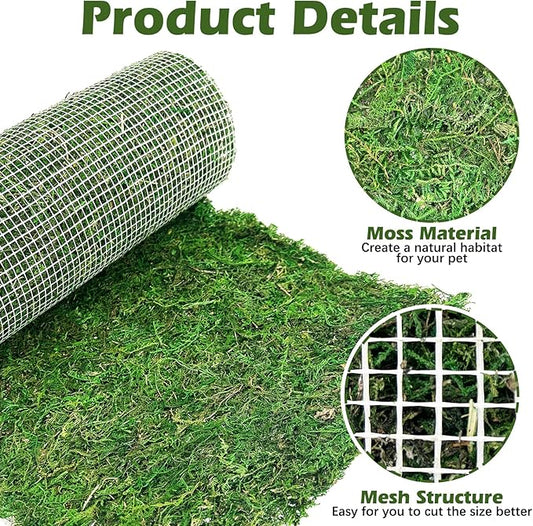 Reptile Carpet Cuttable Terrarium Mat Artificial Moss Reptile Liner Green Substrate Flooring Bearded Dragon Tank Accessories for Leopard Gecko Lizard Snake Tortoise (11.81" x 39.37")