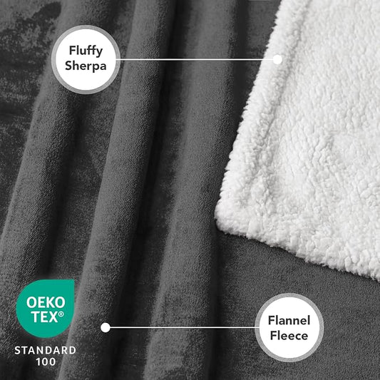 PetAmi Dog Blanket for Medium Large Dogs and Pets, Soft Sherpa Fleece Pet Blanket Throw for Cats Puppies, Reversible Plush Couch Cover Protector Sofa Bed Car Seat, Machine Washable, 80x60, Dark Gray