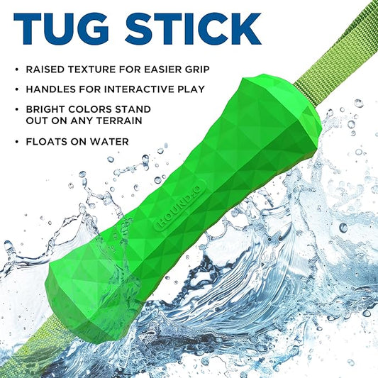 Playology HOUND2O Dog Toys | Tug Stick Floating Outdoor Toy for Dogs | Bright Green Fetch Toy for Tug of War