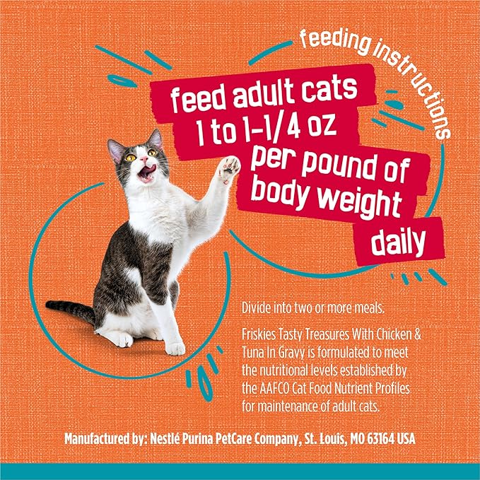 Purina Friskies Wet Cat Food Tasty Treasures With Chicken and Tuna in Gravy (Scallop Flavor) - (Pack of 24) 5.5 oz. Cans