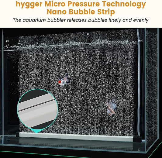 hygger Aquarium Bubble Strip, Nano Air Bubble Curtain Wall Aquarium Air Stone Kit, Quiet High Dissolved Oxygen Diffuser Fish Tank Bubbler Decorations for Freshwater Saltwater (13.8 Inch)