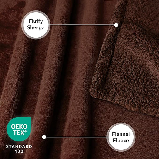 PetAmi Dog Blanket for Medium Large Dogs and Pets, Soft Sherpa Fleece Pet Blanket Throw for Cats Puppies, Reversible Plush Couch Cover Protector Sofa Bed Car Seat, Machine Washable, 80x60, Solid Brown